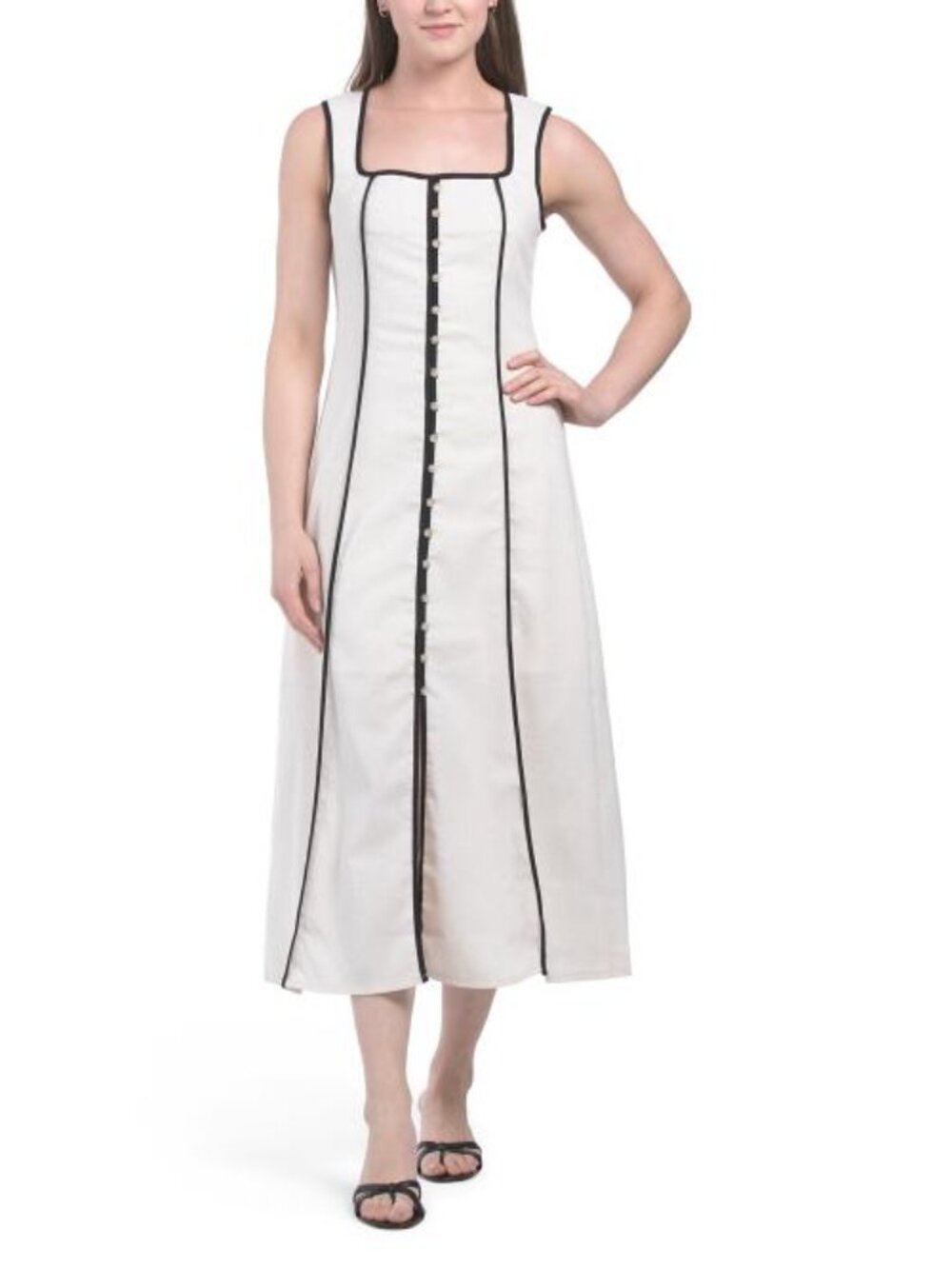 ZOE & CLAIRE Sleeveless Contrast Trim Maxi Dress